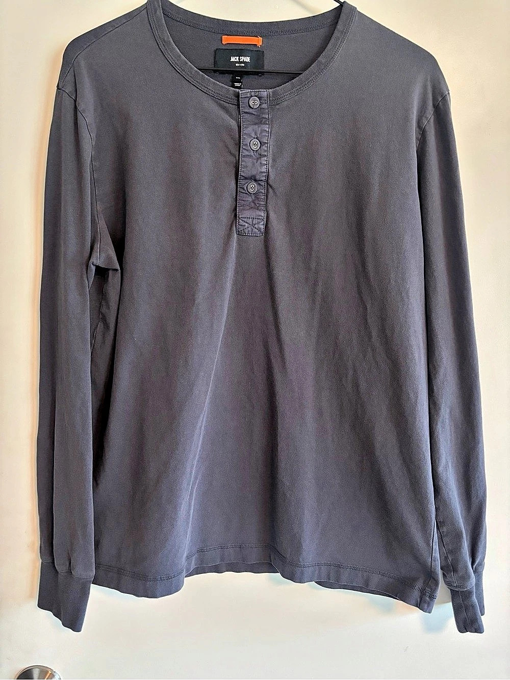 Jack Spade Men's Henley Long Sleeve in Gray Size Medium Like New
